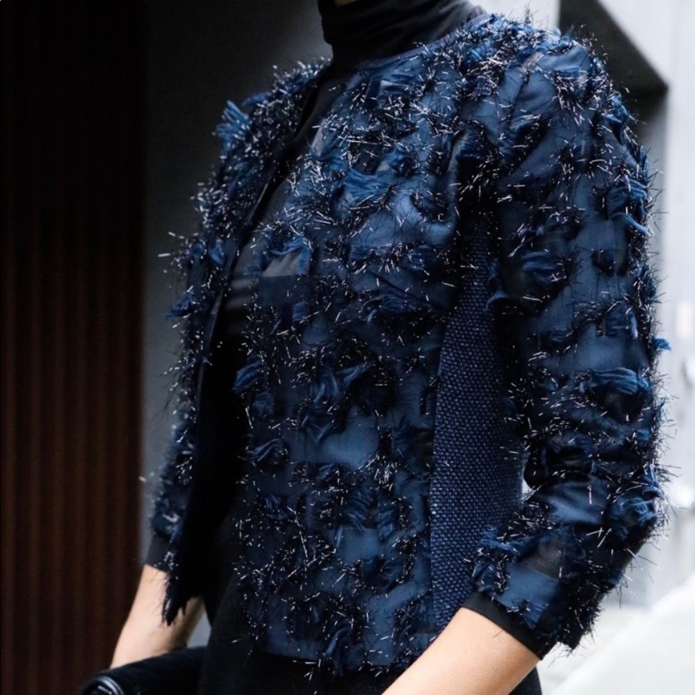 Elegant Navy Textured Jacket​​​​​​​​​​​
